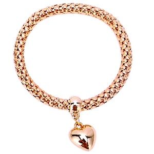 New Liv Oliver 18k Rose Gold Heart Charm Bracelet